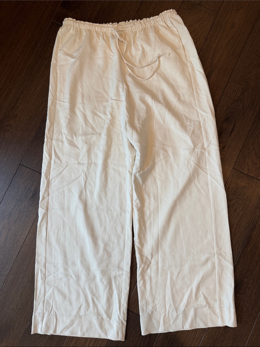A New Day Drawstring Wide-Leg Pants in Cream Size Medium - C30-060